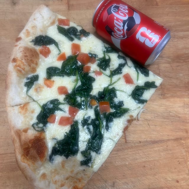 Two Gourmet Pizza Slices & Soda Special Lunch.