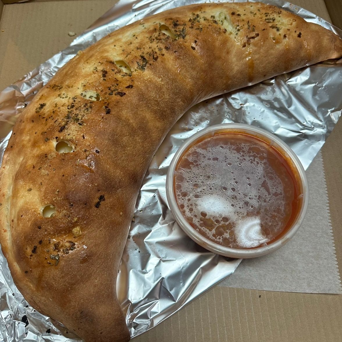 Chicken Cheesesteak Calzone.