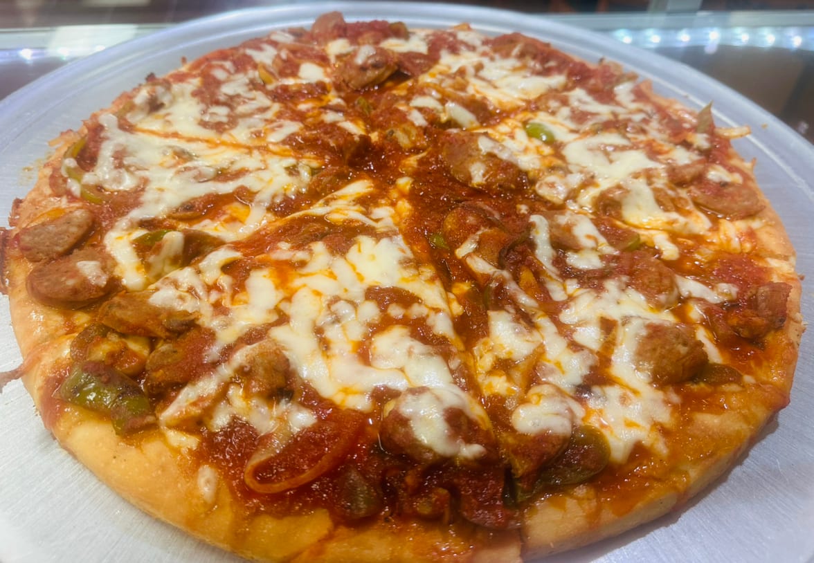 Sausage & Peppers Pan Pizza.