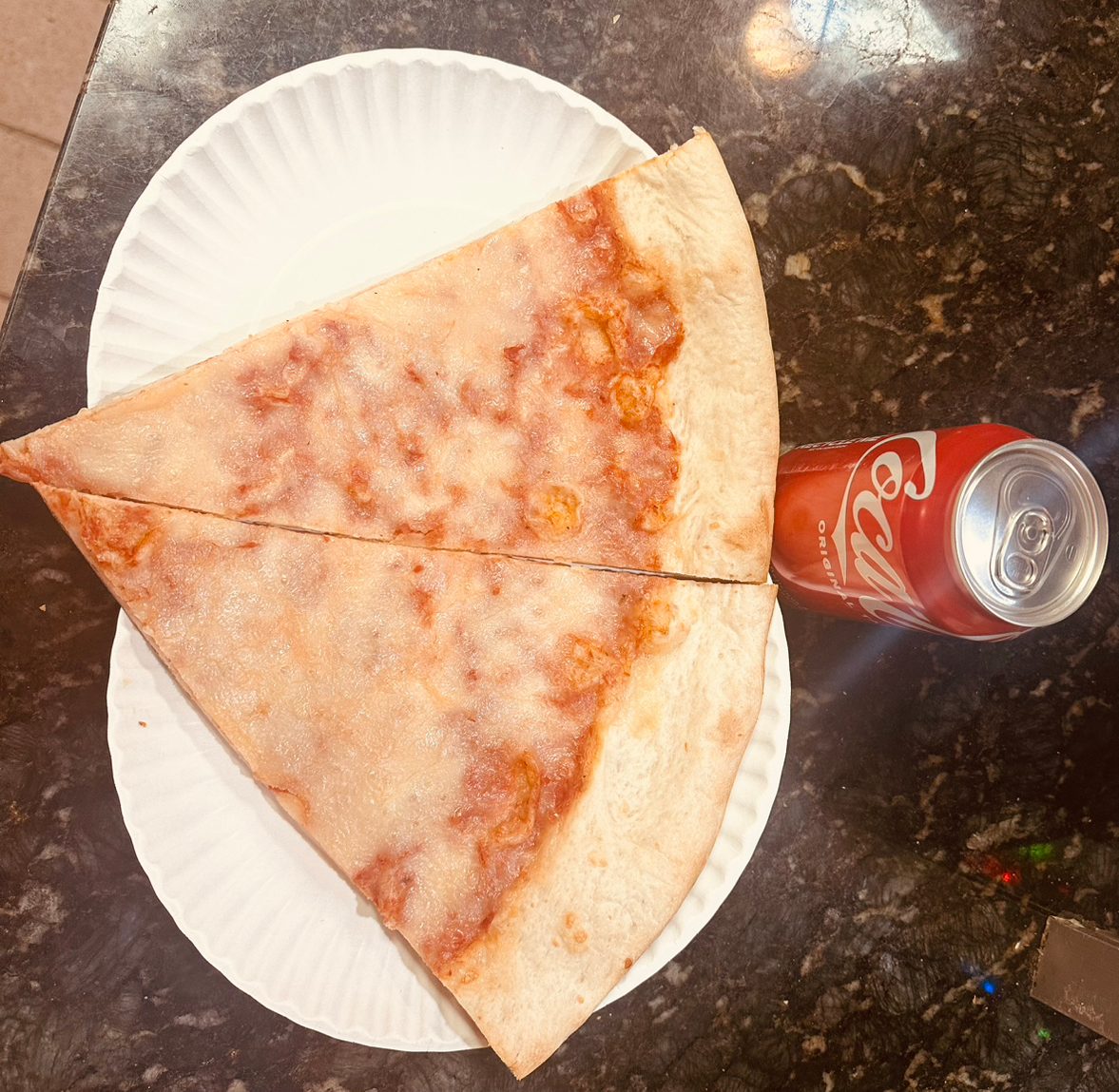 Two Cheese Pizza Slices & Soda Special Lunch.