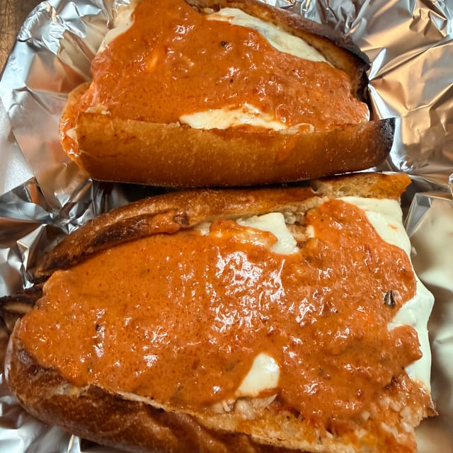 Chicken Vodka Parmigiana Sandwich.