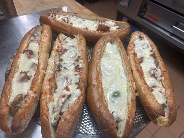Shrimp Parmigiana Sandwich.