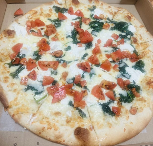 Spinach Ricotta White Pizza.