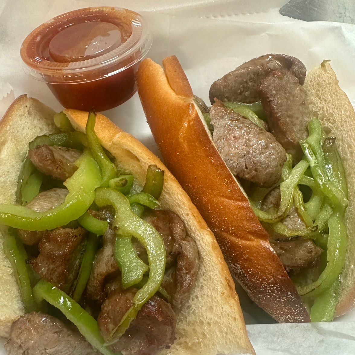 Sausage & Pepper Sandwich.