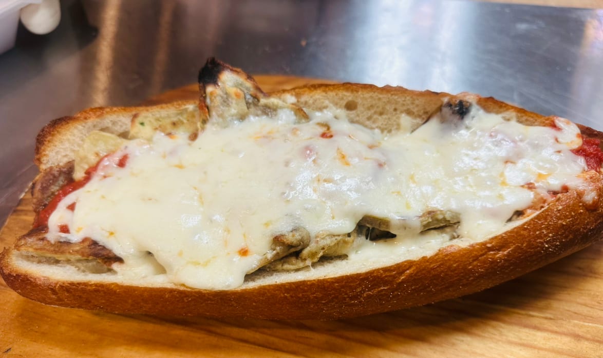 Eggplant Parmigiana Sandwich.