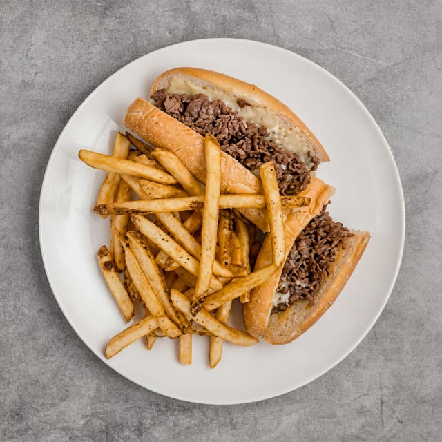 Cheesesteak, Fries & Soda Lunch.