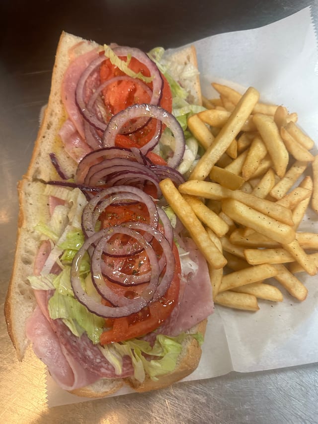 Italian Hoagie, French Fries, & Soda Lunch.